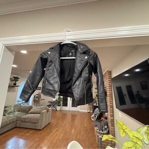 art class Black Faux Leather Bomber Jacket for Kids